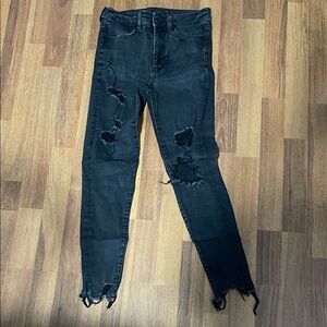 American Eagle Outfitters Black Distressed Skinny Jeans